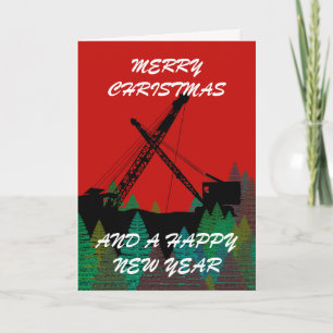 MERRY CHRISTMAS OPERATING ENGINEER CRANE OPERATOR HOLIDAY CARD