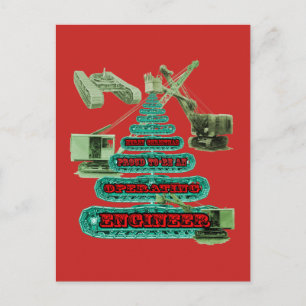 MERRY CHRISTMAS OPERATING ENGINEER CRANE OPERATOR HOLIDAY POSTCARD