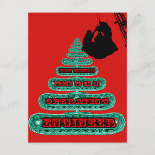 MERRY CHRISTMAS OPERATING ENGINEER CRANE OPERATOR HOLIDAY POSTCARD
