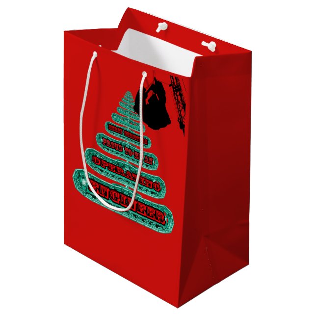MERRY CHRISTMAS OPERATING ENGINEER CRANE OPERATOR MEDIUM GIFT BAG (Front Angled)