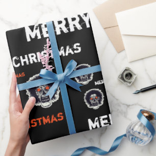 Merry Christmas Orange Eyes Zombie Wrapping Paper