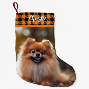 Merry Christmas Orange Flannel Small Gift Stocking