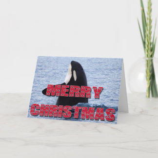 Merry Christmas Orca Whale Spy Hop Holiday Gifts Card