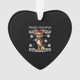 Merry Christmas Ornament Brown Chihuahua Xmas