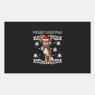 Merry Christmas Ornament Brown Chihuahua Xmas Sticker