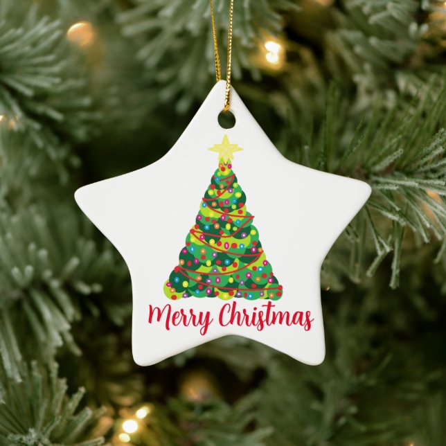 Merry Christmas Ornament With Christmas Tree  (Tree)