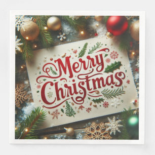 Merry Christmas Ornaments background Napkin