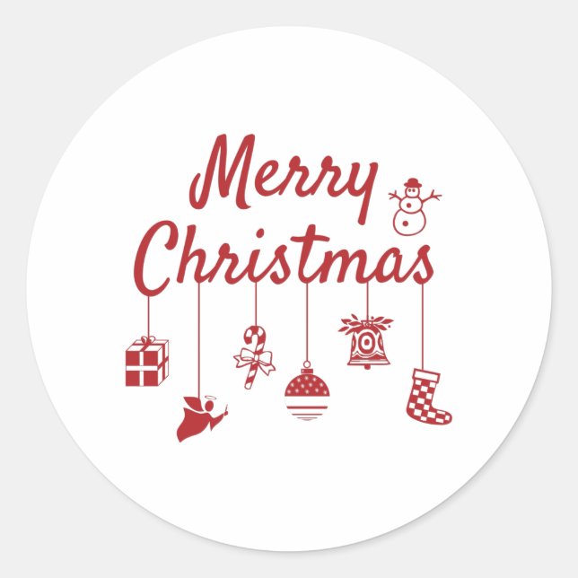 Merry Christmas Ornaments Classic Round Sticker (Front)