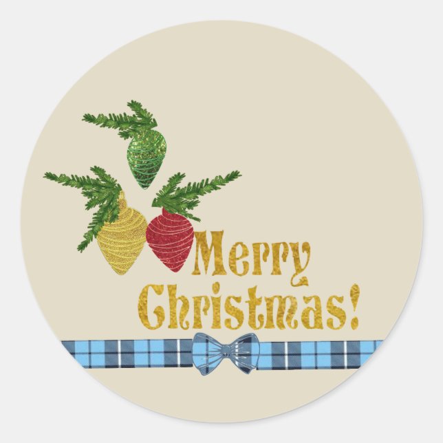 Merry Christmas Ornaments  Classic Round Sticker (Front)