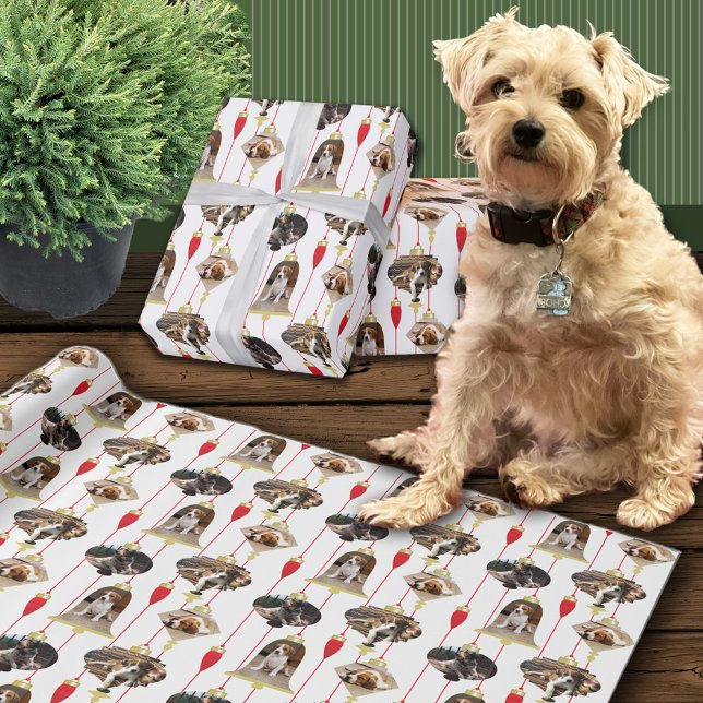 Merry Christmas Ornaments Custom Photos Wrapping Paper (Where's my picture?)