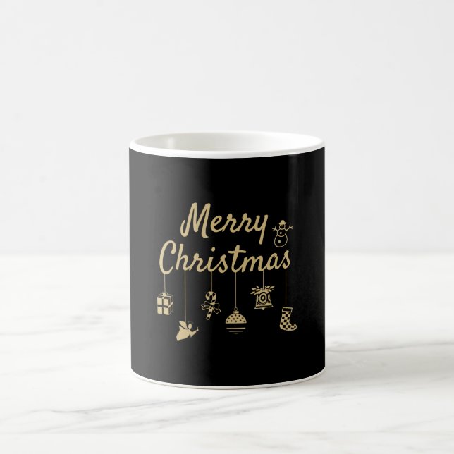 Merry Christmas Ornaments gold colour golden decor Coffee Mug (Center)