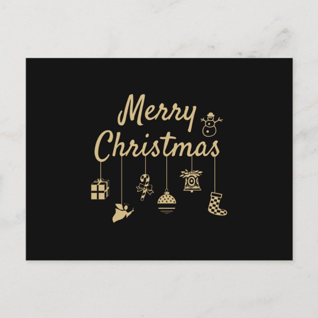 Merry Christmas Ornaments gold colour golden decor Postcard (Front)