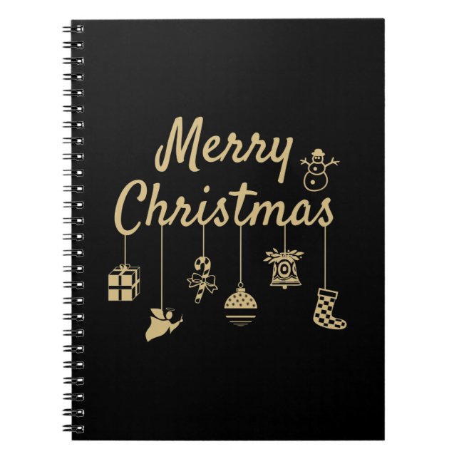Merry Christmas Ornaments gold Notebook (Front)