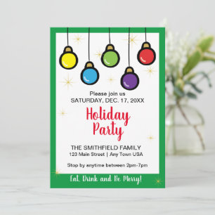 Merry Christmas Ornaments Holiday Party  Invitation