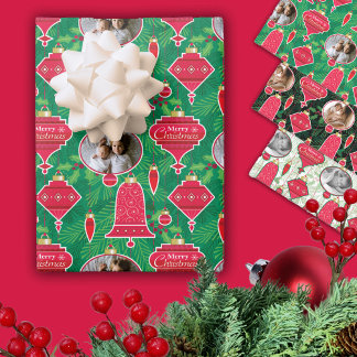 Merry Christmas Ornaments Photo Wrapping Paper Sheet