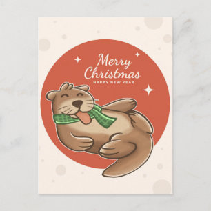 Merry Christmas Otter Postcard