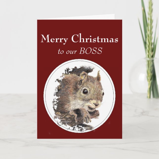 Merry Christmas Our Boss In Spite of the Nuts! Holiday Card (Front)