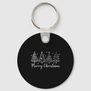 Merry Christmas Outline Xmas Tree For Family Men W Keychain