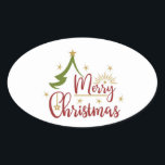 merry christmas oval sticker<br><div class="desc">designed and edited by walter bernd jedyk</div>