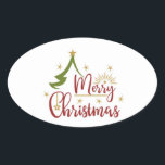 merry christmas oval sticker<br><div class="desc">designed and edited by walter bernd jedyk</div>