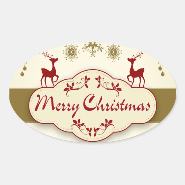 Merry Christmas Oval Sticker (Front)