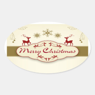 Merry Christmas Oval Sticker