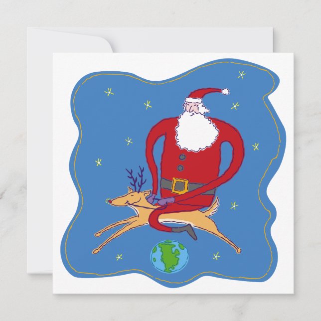 Merry Christmas Over the World Santa Card (Front)