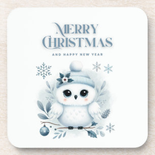 Merry Christmas Owl Coaster