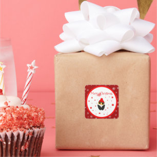 Merry Christmas owl: festive starry pattern Square Sticker