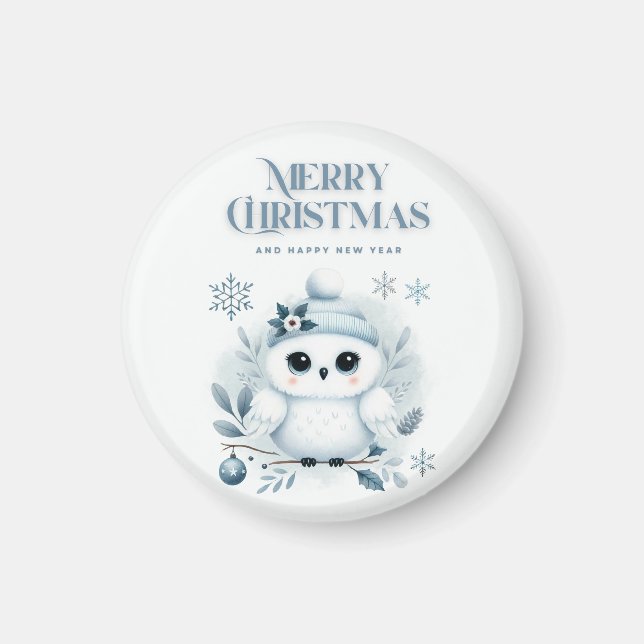 Merry Christmas Owl Magnet (Front)