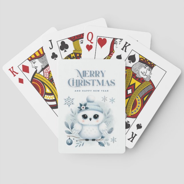 Merry Christmas Owl Playing Cards (Back)