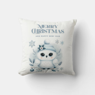 Merry Christmas Owl Throw Pillow