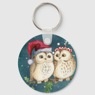 Merry-christmas Owls Keychain