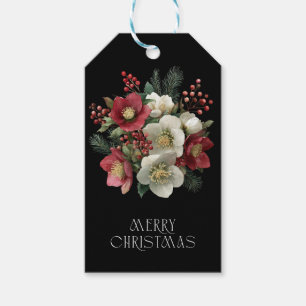 Merry Christmas Painterly Hellebore Holiday Design Gift Tags