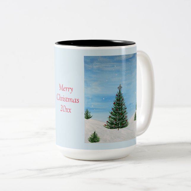 Merry Christmas Painting Personalized Coffee Mug (Front Right)