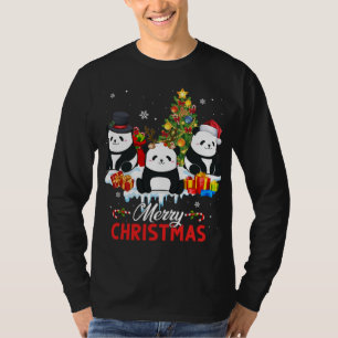 Merry Christmas Pajama Funny Panda Xmas Holiday Gi T-Shirt