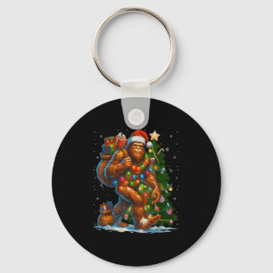Merry Christmas Pajamas Bigfoot Christmas Tree Lig Keychain