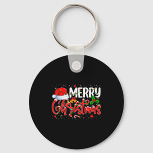 Merry Christmas Pajamas Christmas Tree Lights Xmas Keychain