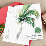 Merry Christmas Palm Tree Coastal Business Logo Holiday Postcard<br><div class="desc">A modern stylish holiday flat greeting card with modern and handwritten script typography featuring a decorated Palm Tree. Easily customize this card by clicking the "Personalize" button. Whether you're expressing gratitude, extending best wishes, or simply sharing the spirit of the season, our Custom Palm Tree Business Christmas Greetings Card is...</div>