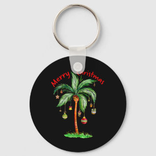 Merry Christmas Palm Tree Hawaii Hawaiian Tropical Keychain