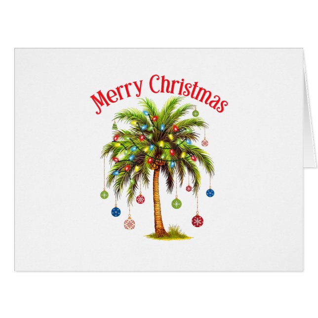 Merry Christmas Palm Tree Light Hawaiian Tropical  (Front Horizontal)