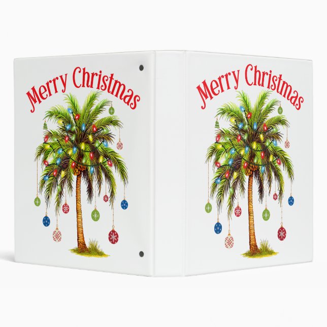 Merry Christmas Palm Tree Light Hawaiian Tropical  Binder (Background)