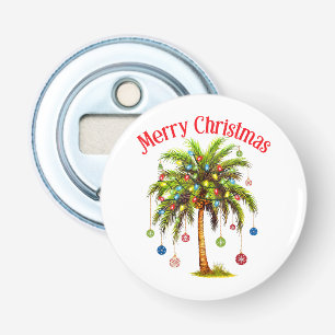 Merry Christmas Palm Tree Light Hawaiian Tropical Bottle Opener