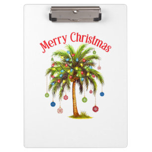 Merry Christmas Palm Tree Light Hawaiian Tropical  Clipboard