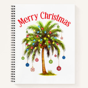 Merry Christmas Palm Tree Light Hawaiian Tropical  Notebook