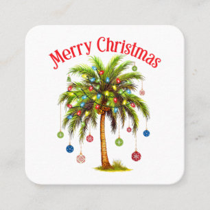 Merry Christmas Palm Tree Light Hawaiian Tropical  Square Business Card