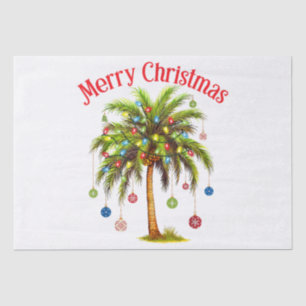Merry Christmas Palm Tree Light Hawaiian Tropical Tissue Paper