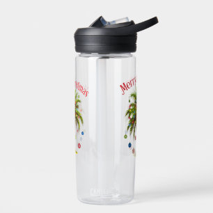 Merry Christmas Palm Tree Light Hawaiian Tropical  Water Bottle