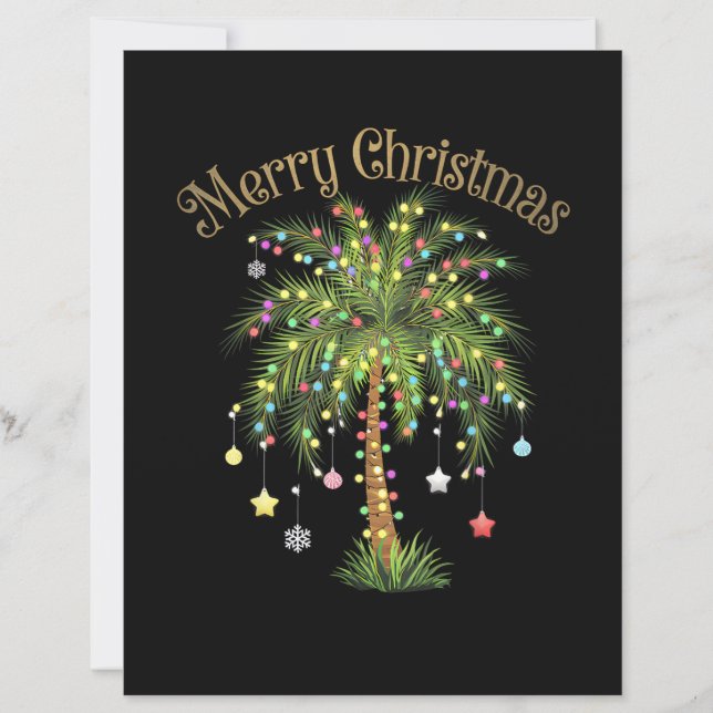 Merry Christmas Palm Tree Light New Year Tropical  (Front)