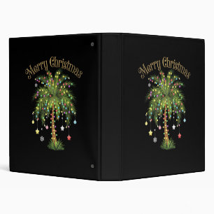 Merry Christmas Palm Tree Light New Year Tropical Binder